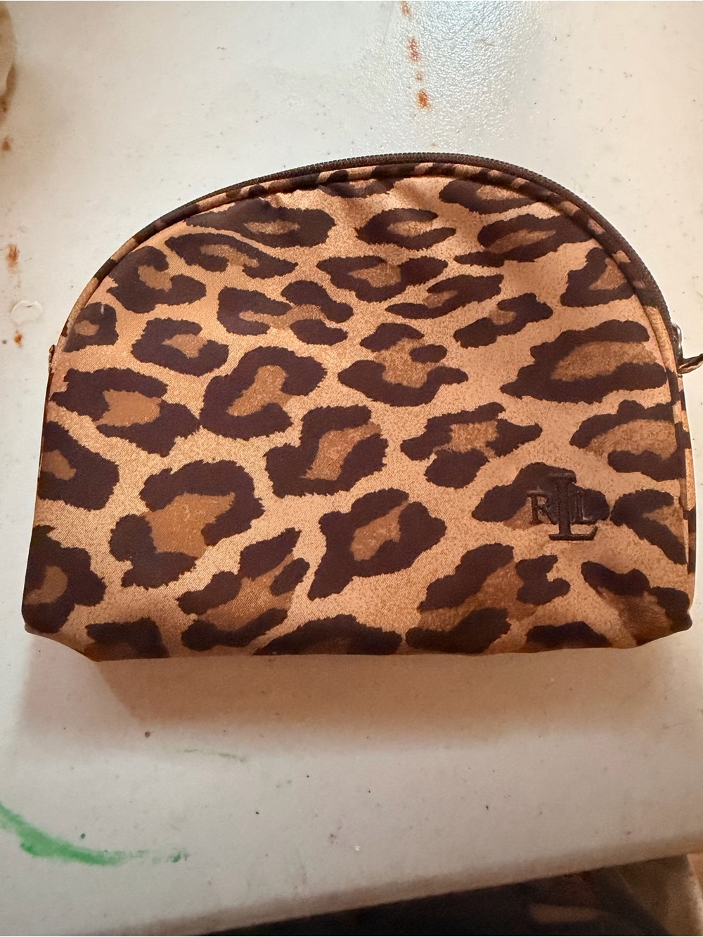 Ralph Lauren Leopard-Print Cosmetic Pouch in Tan and Brown